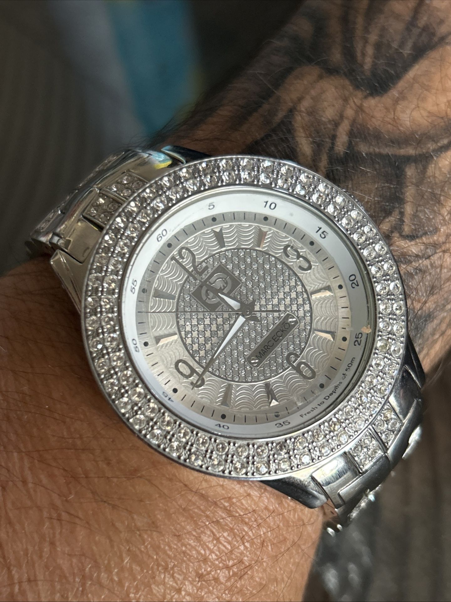 RARE Marc Ecko Men's E16533G1 The King Silver Tone Quartz Watch