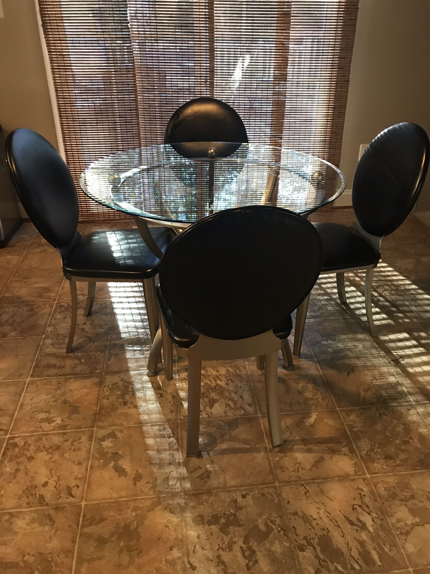 Glass Dining Table 4 Chairs and 2 Bar Stools