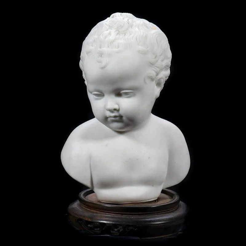 SALE! Detailed Victorian Porcelain Bust of a Baby, on Wood Stand