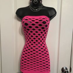 NEW - Hot Pink Fishnet Mini Dress 💖🦄🧚🏽‍♀️ (Halloween DIY/rave Outfit/lingerie/fishnet Dress)