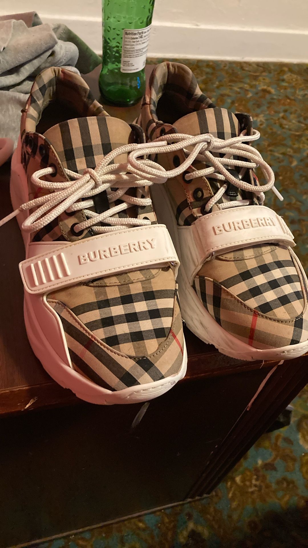 Burberry  Check, Suede and Leather Sneakers