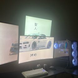 Entire Setup 3 Monitors + PC