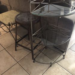 2 Stools And A Corner Shelf For $ 20