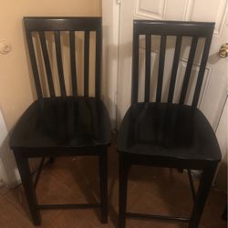 Two  Nice Black  Wooden  Chairs 