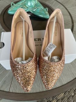 Rose Gold Glitter Pointed-Toe Flats