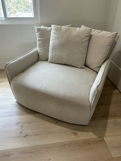 White Fabric Love Seat Chair