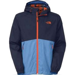 The NorthFace Blue Orange Millerton Hooded Rain Coat Jacket - Men Large