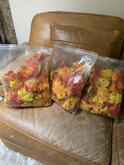 3 Large Bags Of Fall Foliage Leaves 