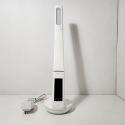 OttLite Modern Adjustable Thrive Lamp LED Sanitizing Desk Lamp with Clock and USB Charging, Polished White, Touch Activated, Flexible Neck, Modern