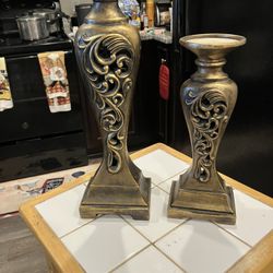 Ornate Bronze Candle Holder 