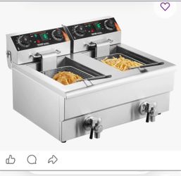 Commercial Deep Fryer, Dual Tank 3000W Electric Countertop Fryer with Basket, 2 x 11.6Qt/11L Double Stainless Steel Oil Fryer with Oil Filtration, Tim