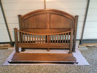 Mission Style Solid Oak Wood King Bed Frame