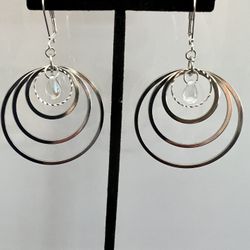 Dangle Circle Hoop And Crystal Earrings