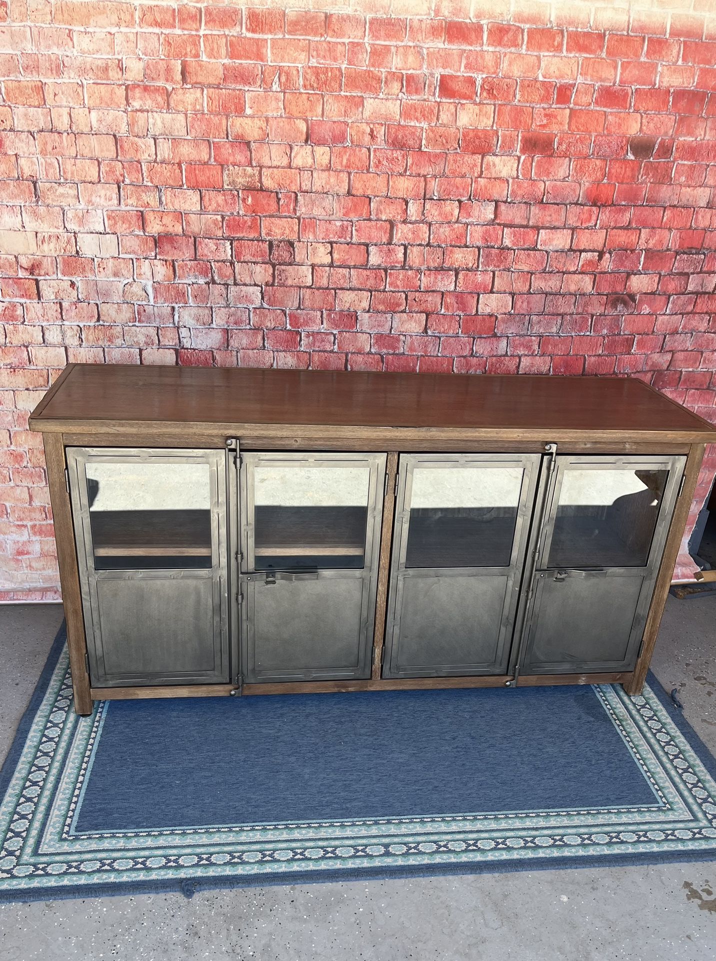 Media Cabinet Sideboard Credenza Wood Metal - Excellent Condition