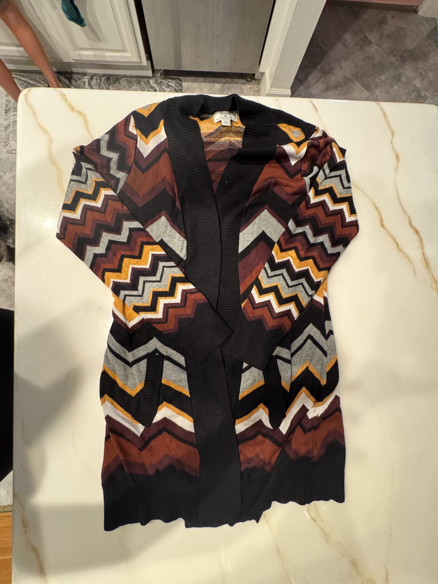 Missoni For Target Knit Sweater Cardigan - Brown Multi Chevron Size M