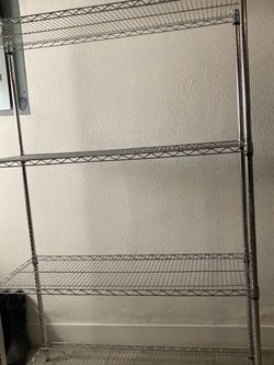 SILVER METAL SHELF - 54”HIGH-36”WIDE-14” DEEP