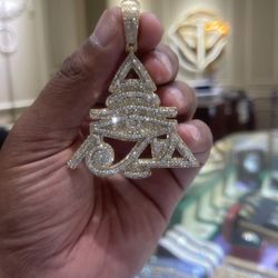 Diamond 10kt 3rd Third Eye Egyptian Pendant 