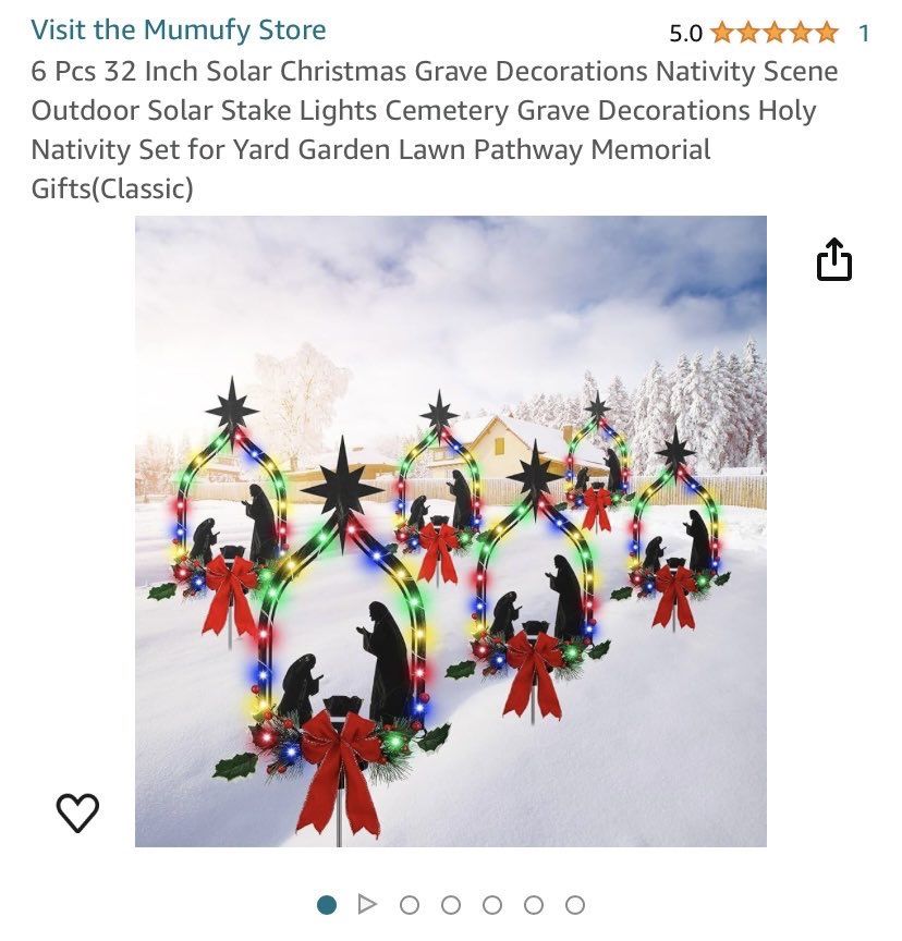 Mumufy 6 Pcs 32 Inch Solar Christmas Grave Decorations Nativity Scene Outdoor Solar Stake Lights New $