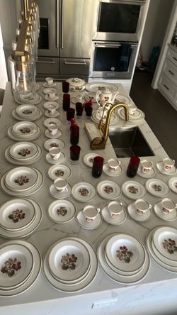 14 people serving dinner set with serving
