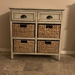 2 DRAWER 4 BASKET STORAGE SIDE TABLE