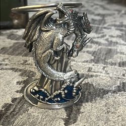 vintage pewter dragon wine bottle holder
