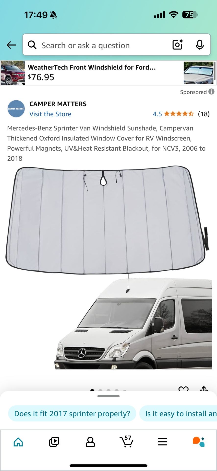 Sprinter Van Windshield cover