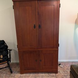 Farmhouse wardrobe solid cherry wood with black hardware