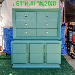 Big vintage American Martinsville tallboy 8/drawer wood dresser