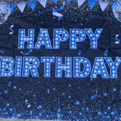 Happy birthday blue backdrop