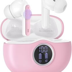 Pink Wireless Earbuds in Ear Active Noise Cancellation