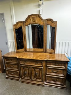 Wood Dresser With Mirror