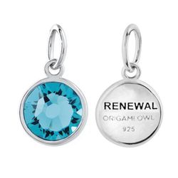 Origami Owl Core 925 Sterling Renewal Aqua Blue Pendants NEW Necklace Charm Bracelet  THE