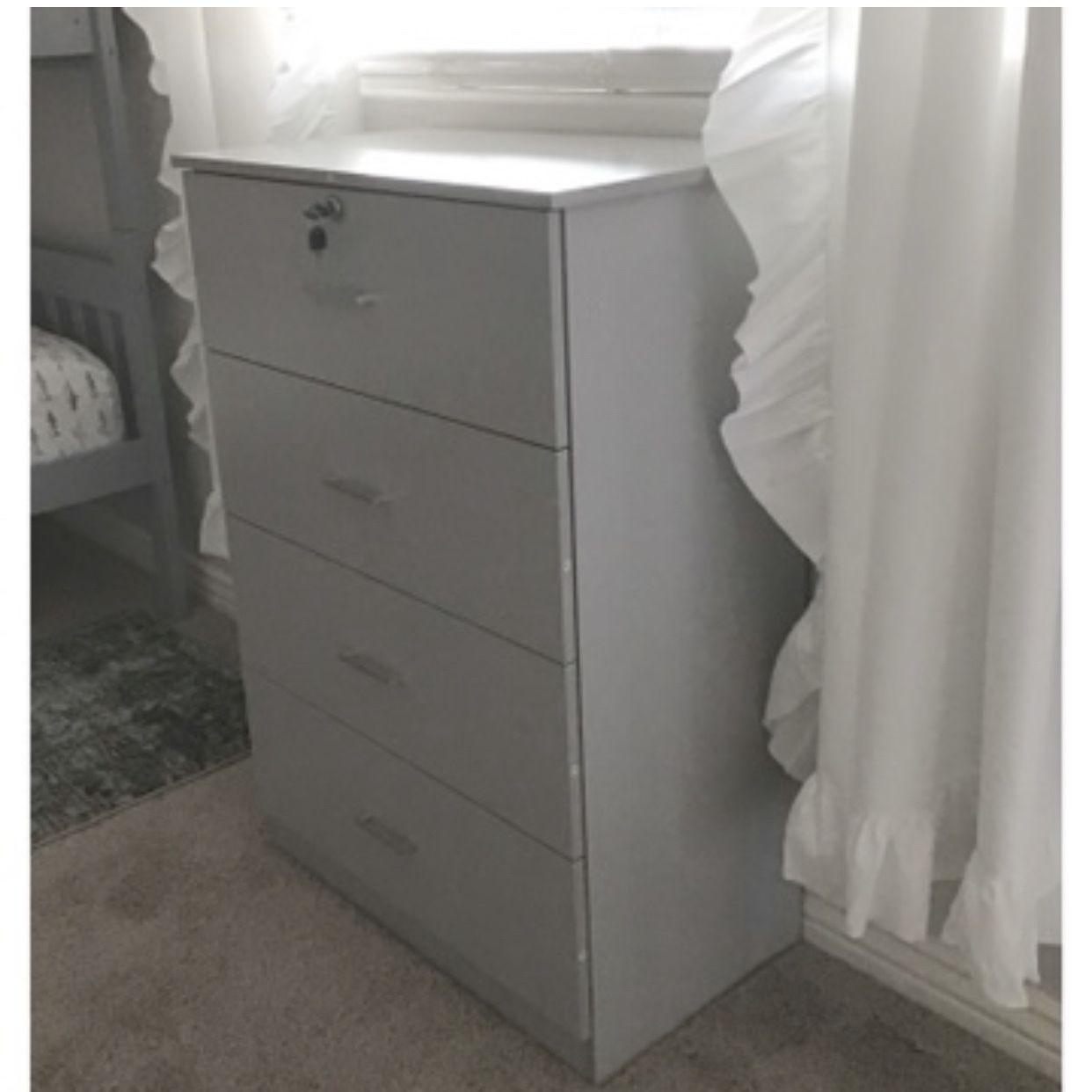 Tall Chest With Lock Gray Dresser 