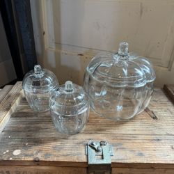 Glass Lidded Pumpkin Jar Set.