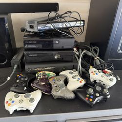 Misc Xbox 360 Bundle – 3 Consoles, 8 Controllers, Kinect, Cables 