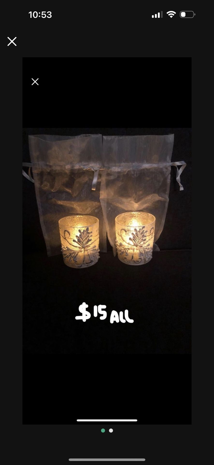 Hurricane Candles W Battery Operated Tea Lights In Gift Bag