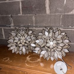 Large White Capiz Shell Lotus Petal Pendant Hanging Lampshade
