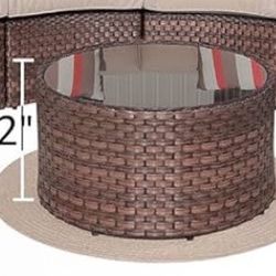 Wicker Coffee Table: 28 diameter x 14.2H in.