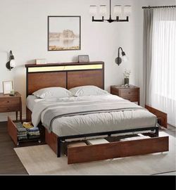 New in box Queen Size Bed Frame With 4 Storage Drawers Phoenix Delivery