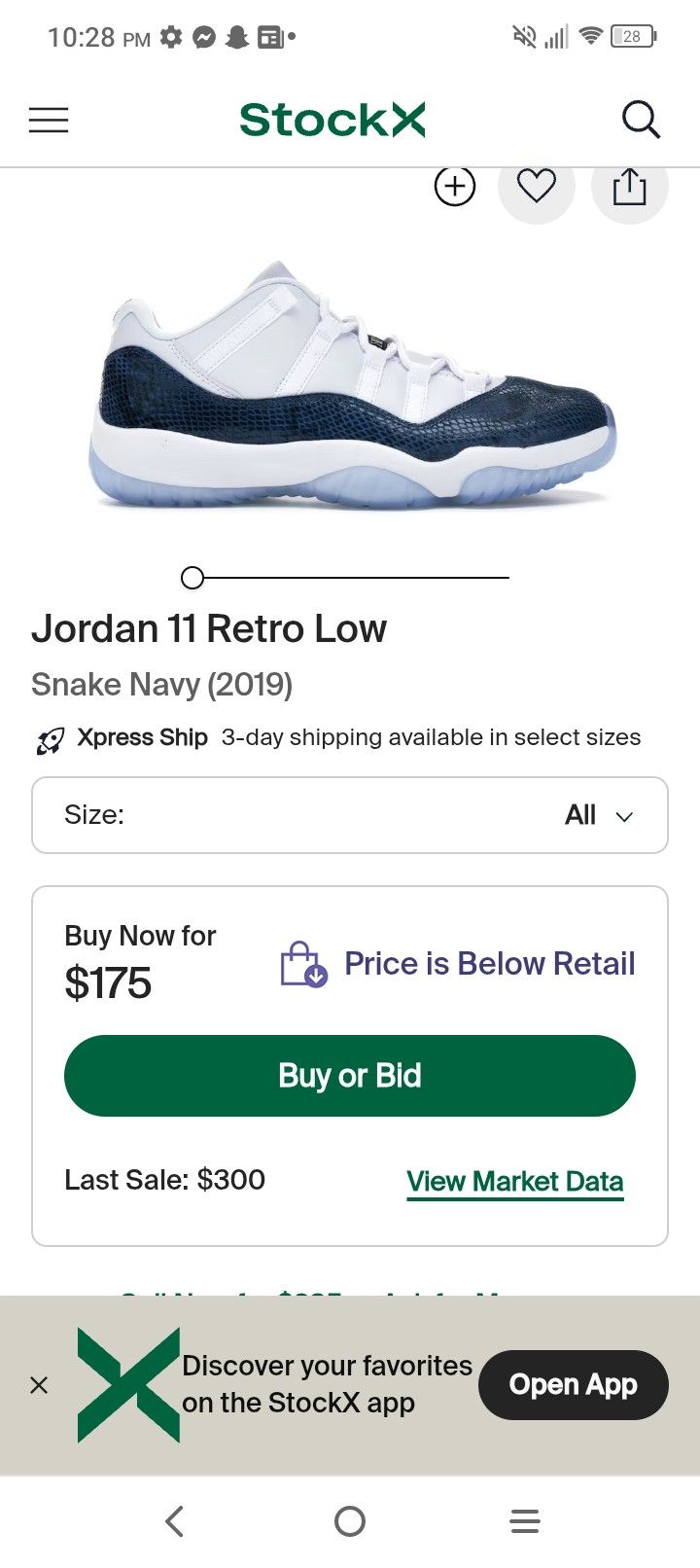 Jordan 11 Retro Snakeskin Size 12