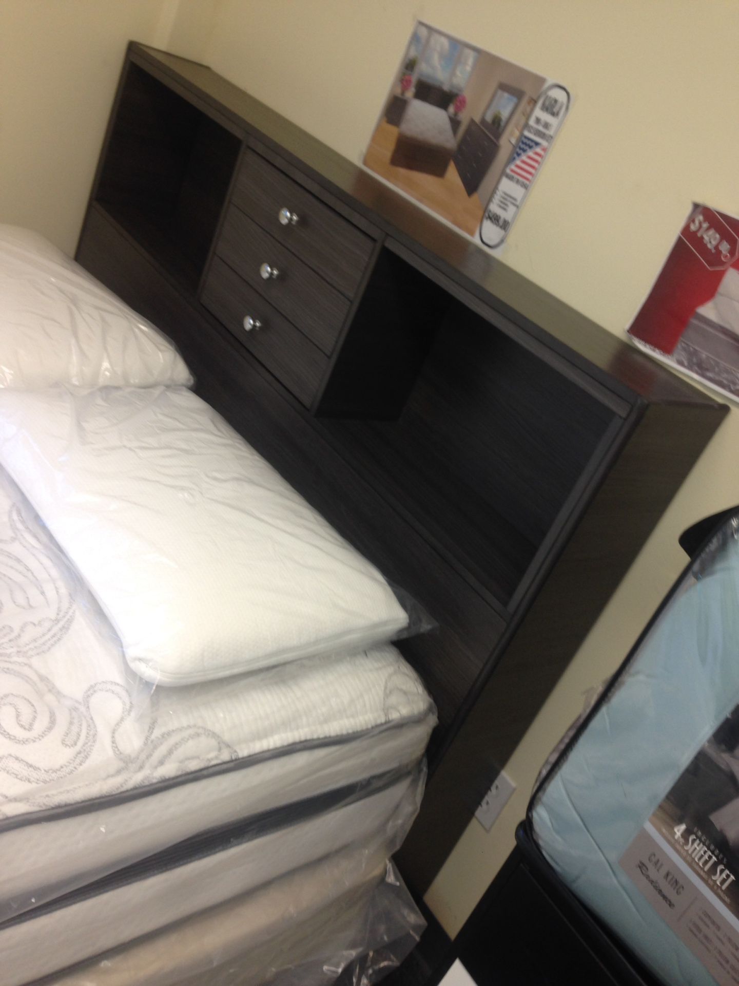 Queen grey compress wood headboard