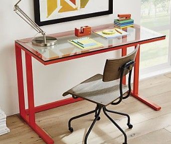 Crate and Barrel glass top desk