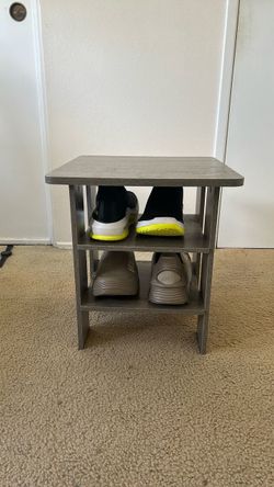 Gray Wood 3-Tier Side Table