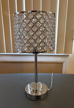 Crystal Touch Control Table Lamp with Dual USB Charging Ports