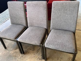 Set of 3 Gray Upholstered Dining Chairs