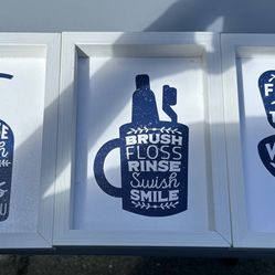 3 PIECE POWDER ROOM OR BATHROOM PICTURE SET