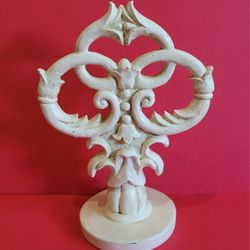 Vintage  Art Home Resin Finial Decor, Faux Ivory, 6" Tall