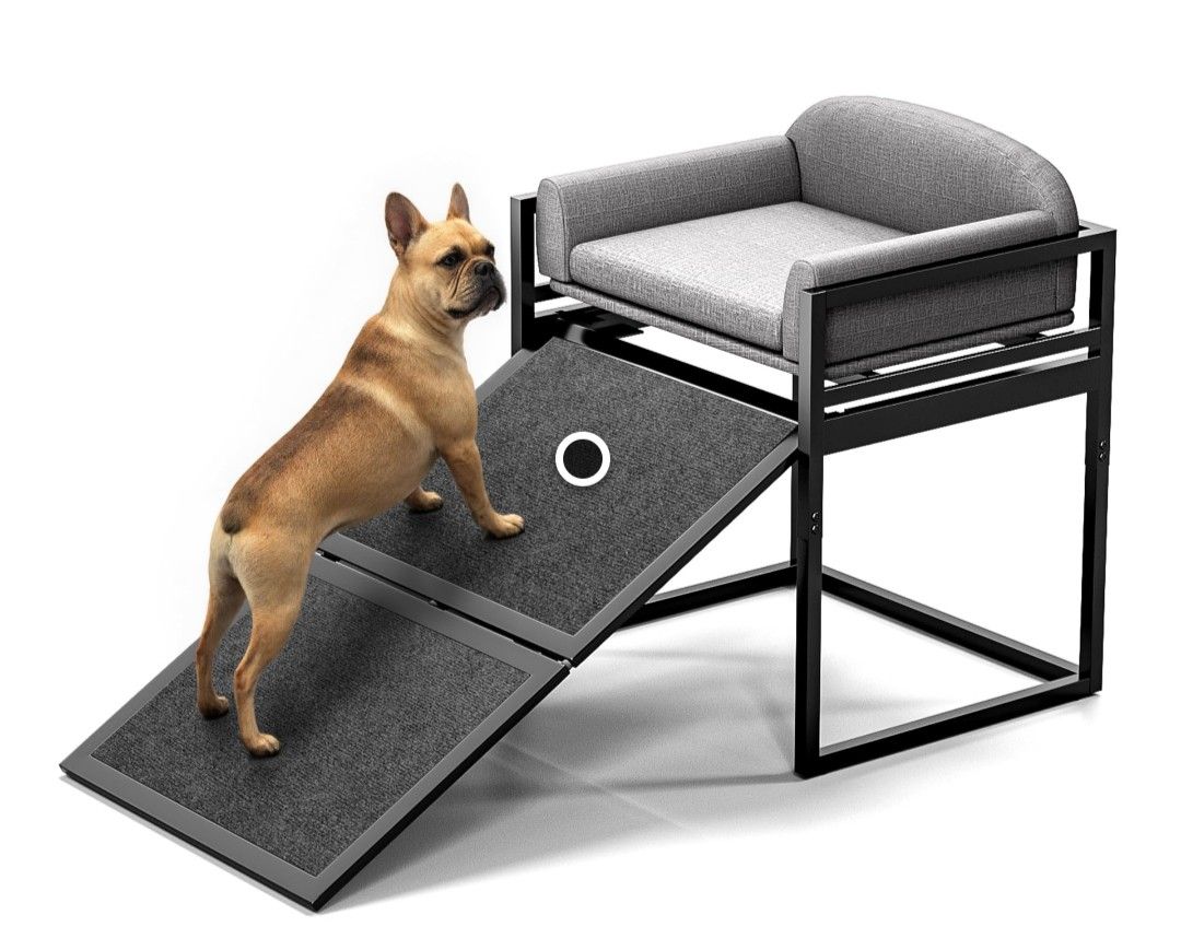 Pet Stairs Ramp Doggie Stairs with Seat,Extra Wide Seat Mate Chair Ramps Puppy for High Bed Couch