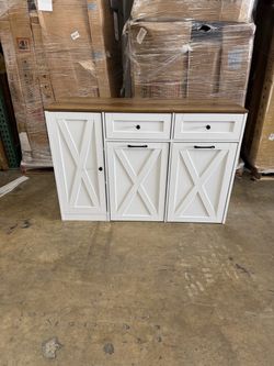 Kitchen Sideboard Cabinet w/ Dual Trash Can