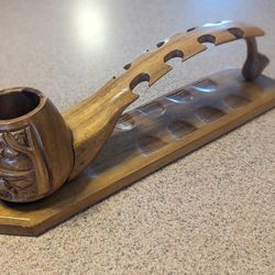 Wooden 8 Tobacco Pipe Holder 